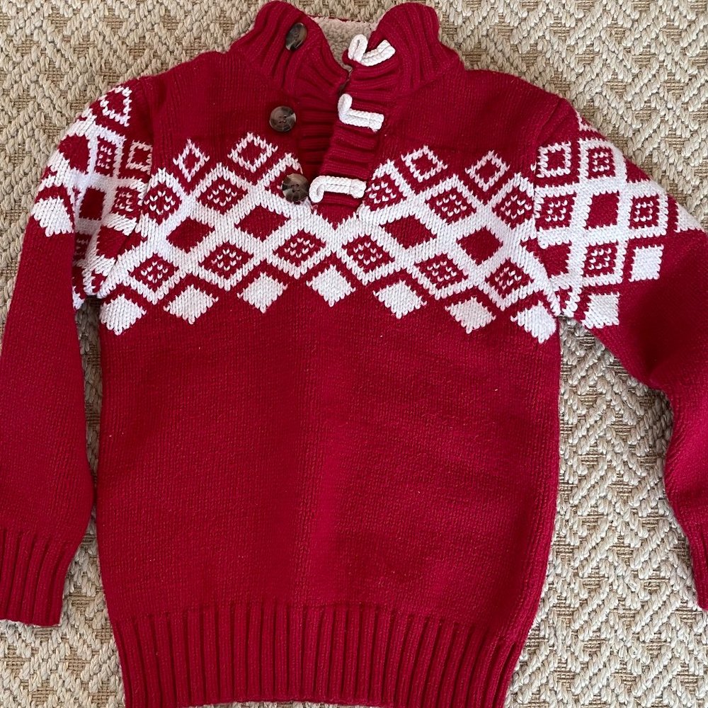 Boys Red Cat & Jack Holiday Sweater Sz S (6/7)